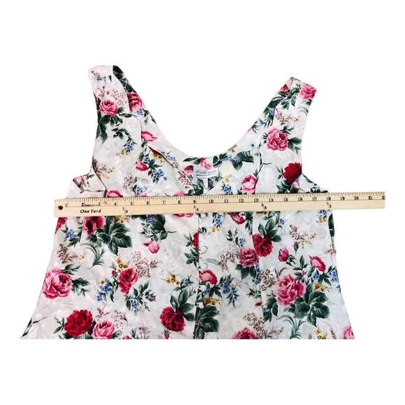 1079 vintage ivory floral satin slip dress sz xl - Picture 6 of 7